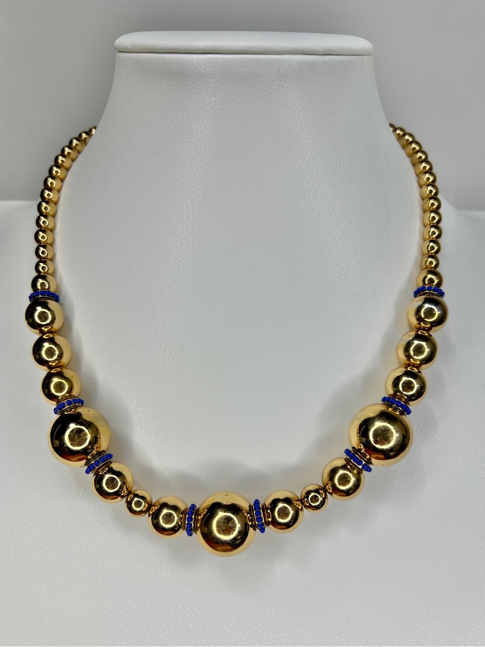 Banana Republic Gold Beaded Necklace with Blue Accents